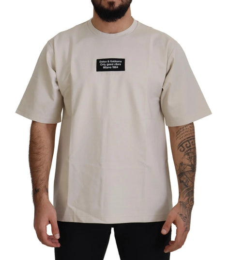 Dolce & Gabbana Ivory Cotton Ivory Printed Crewneck Dolce & Gabbana