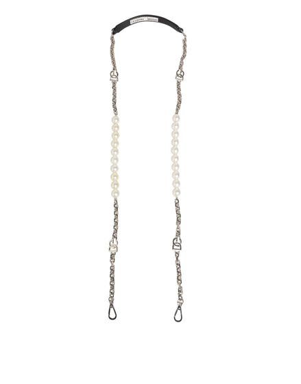 Bandoulière accessoire pour sac Dolce &amp; Gabbana en cuir noir avec chaîne et perles
