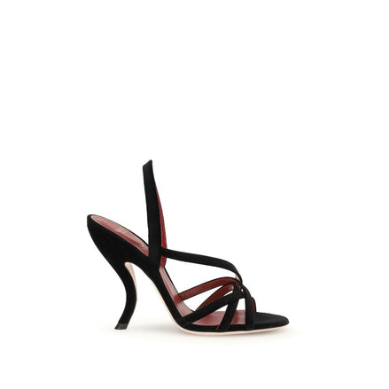Valentino Garavani Black Velvet Stiletto Heel Sandals Valentino Garavani