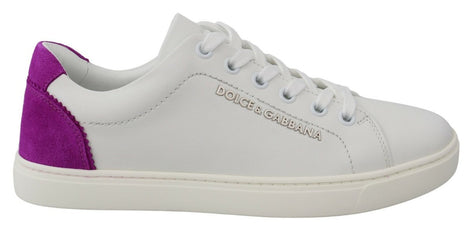 Dolce & Gabbana White Suede Leather Low Top Sneakers Shoes Dolce & Gabbana