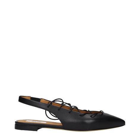 Moschino Black Leather Flats Moschino