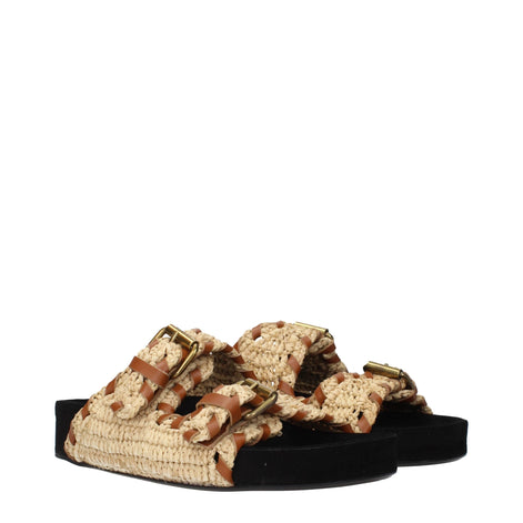 Isabel Marant Beige Raffia Slippers Isabel Marant