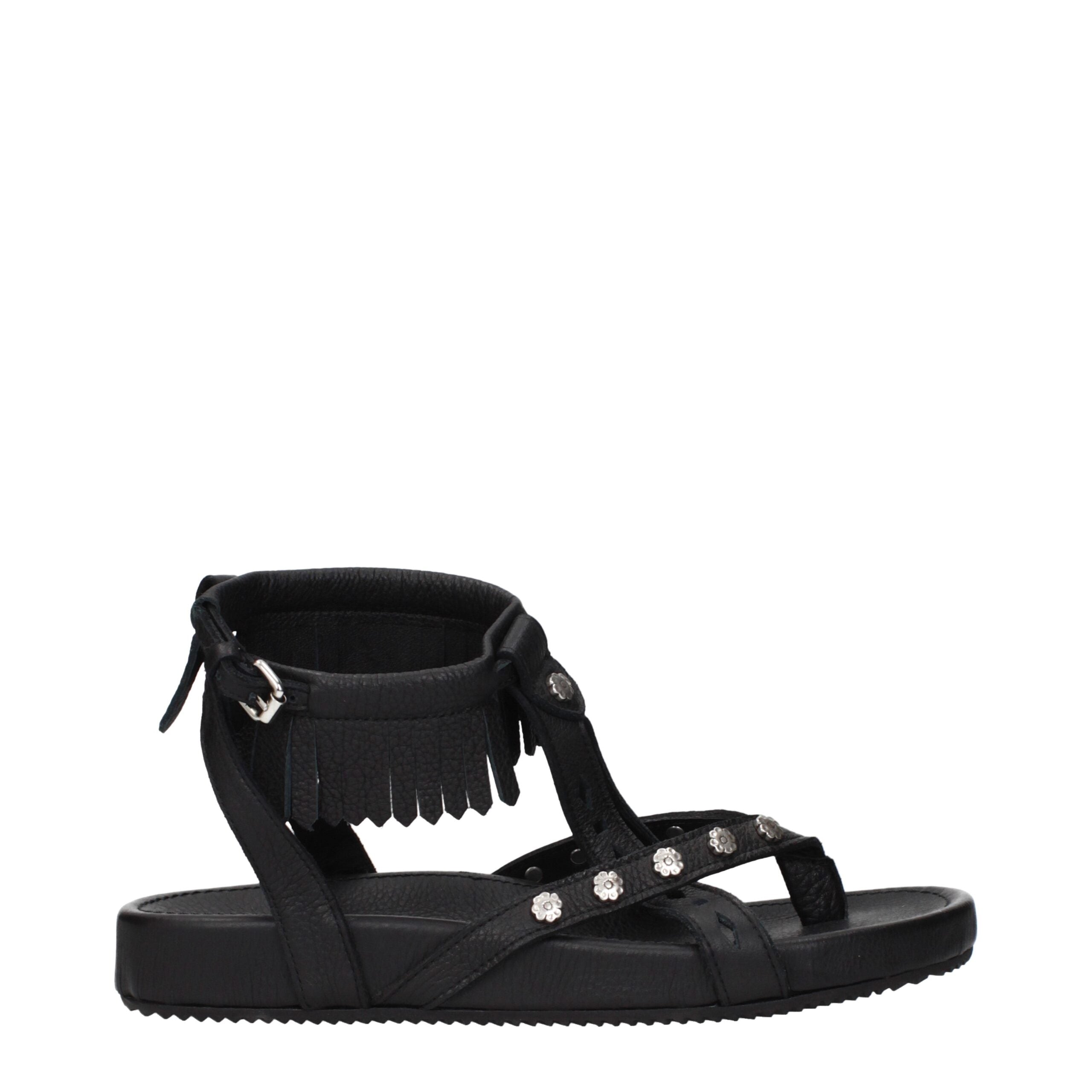 Isabel Marant Black Leather Flat Sandals Isabel Marant