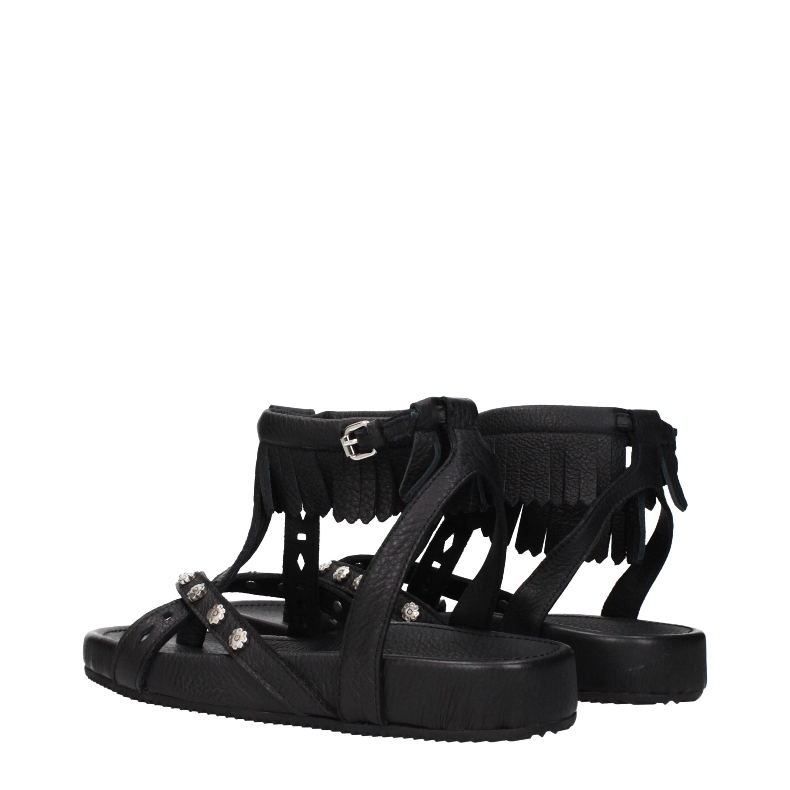 Isabel Marant Black Leather Flat Sandals Isabel Marant