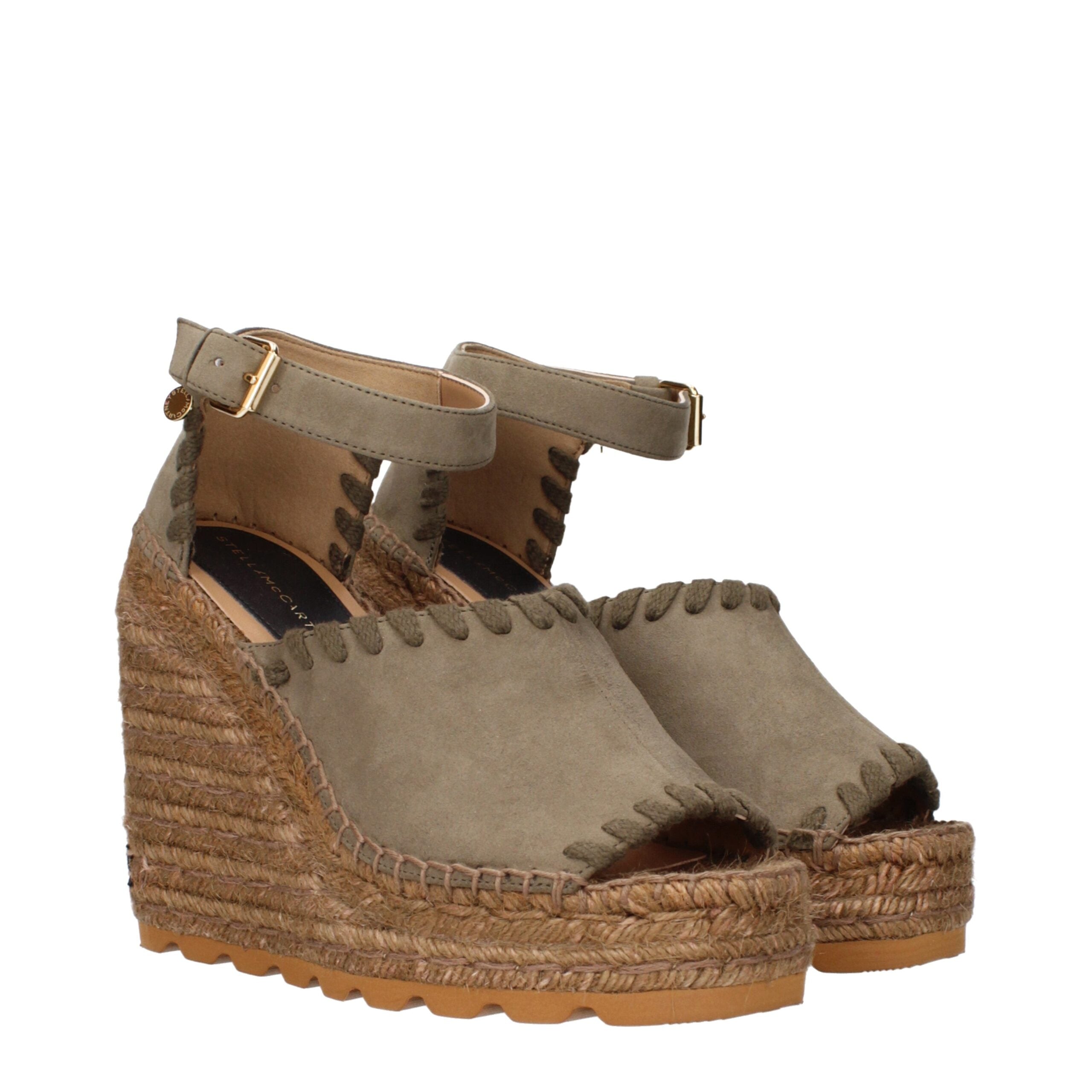 Stella McCartney Green Leather Wedge Sandals Stella McCartney