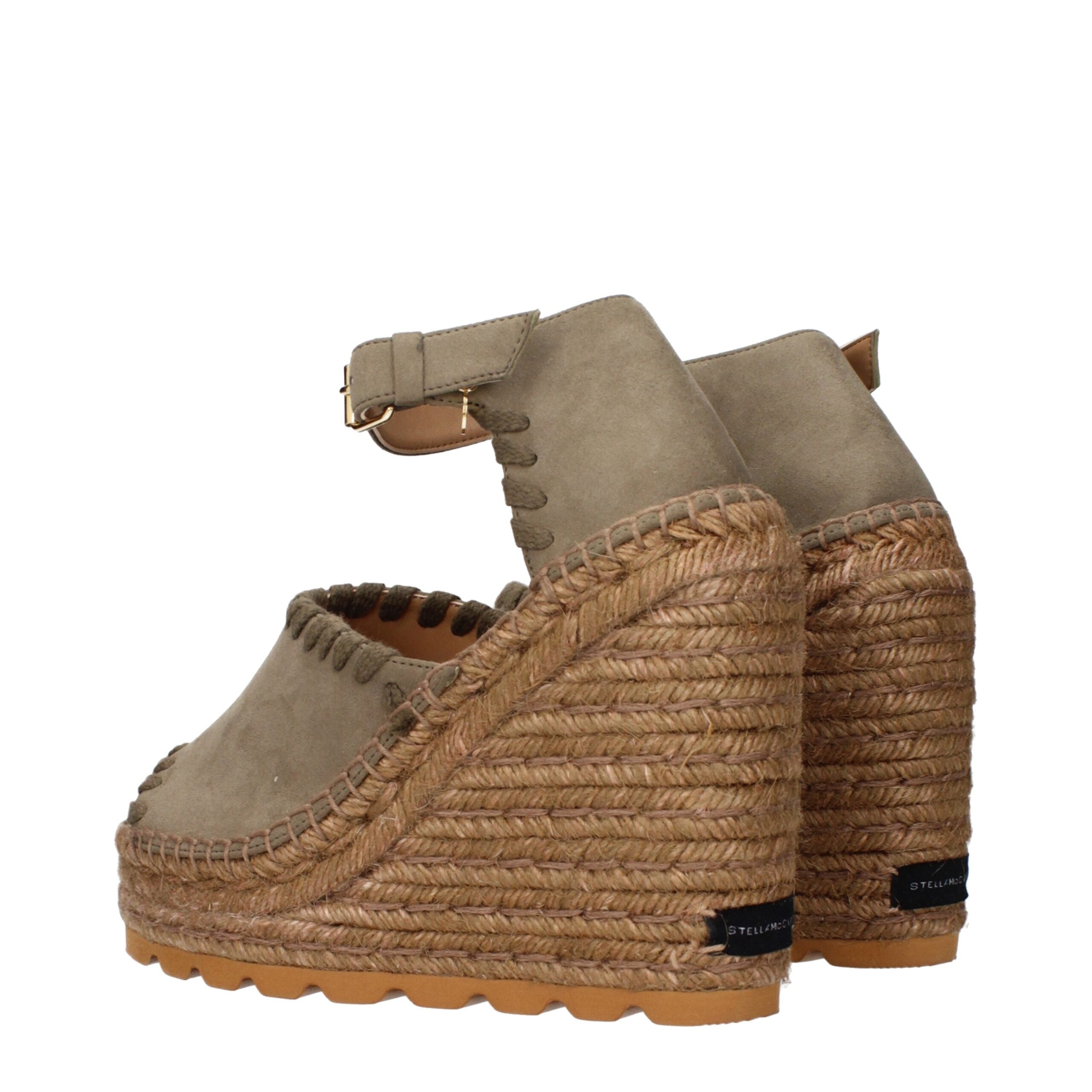 Stella McCartney Green Leather Wedge Sandals Stella McCartney