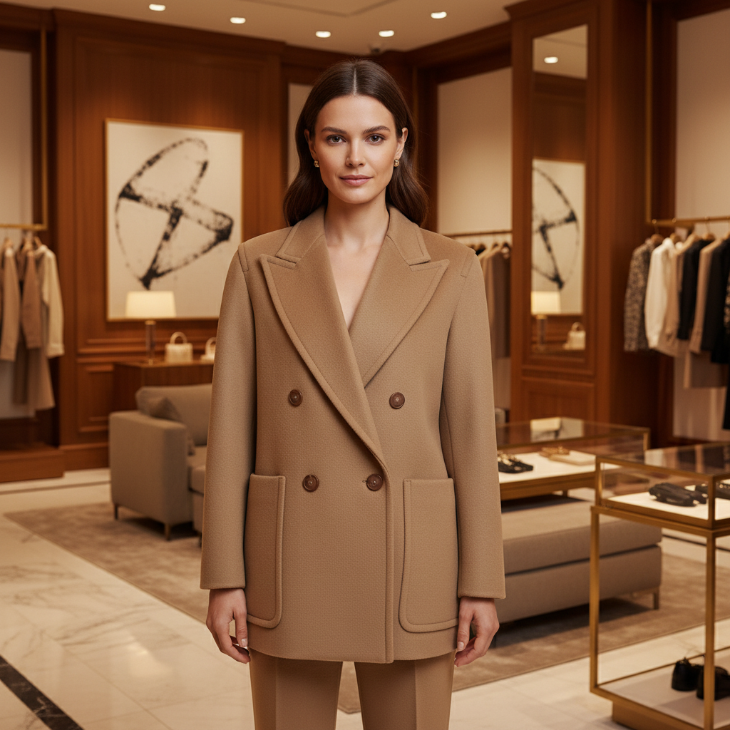Max Mara Beige Fleece Wool Coat Max Mara