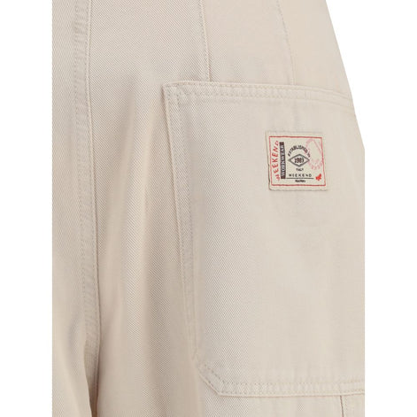 Max Mara Cream Cotton Cargo Pants Max Mara
