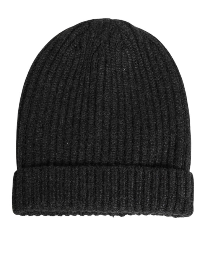 Dolce & Gabbana Black Cashmere Knitted Beanie Men Capello Hat Dolce & Gabbana