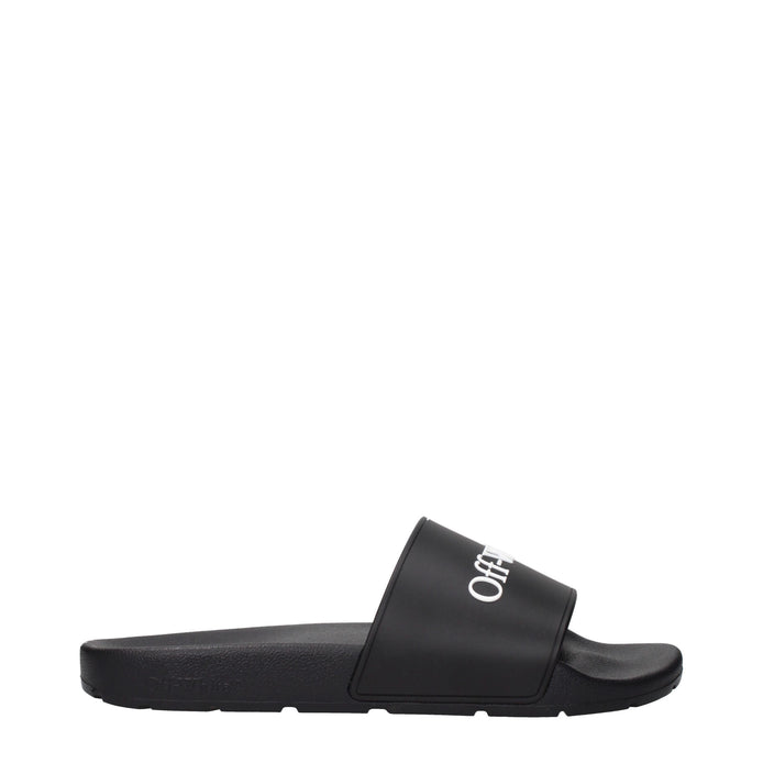 Off-White Black Cotton Slippers Off-White