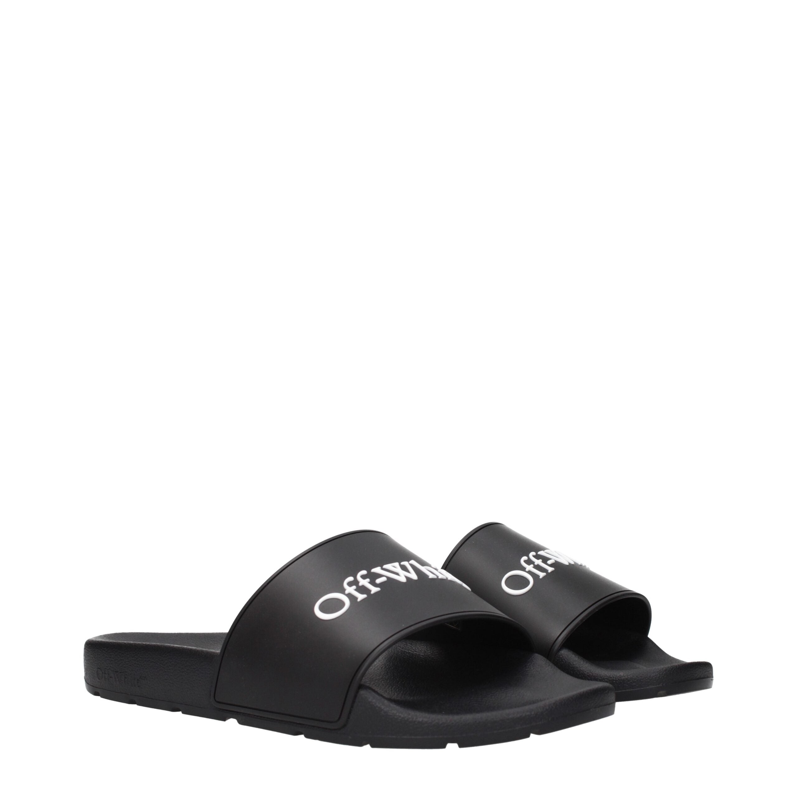 Off-White Black Cotton Slippers Off-White