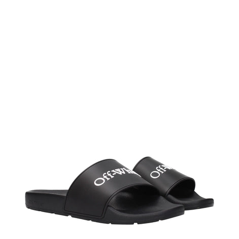 Off-White Black Cotton Slippers Off-White