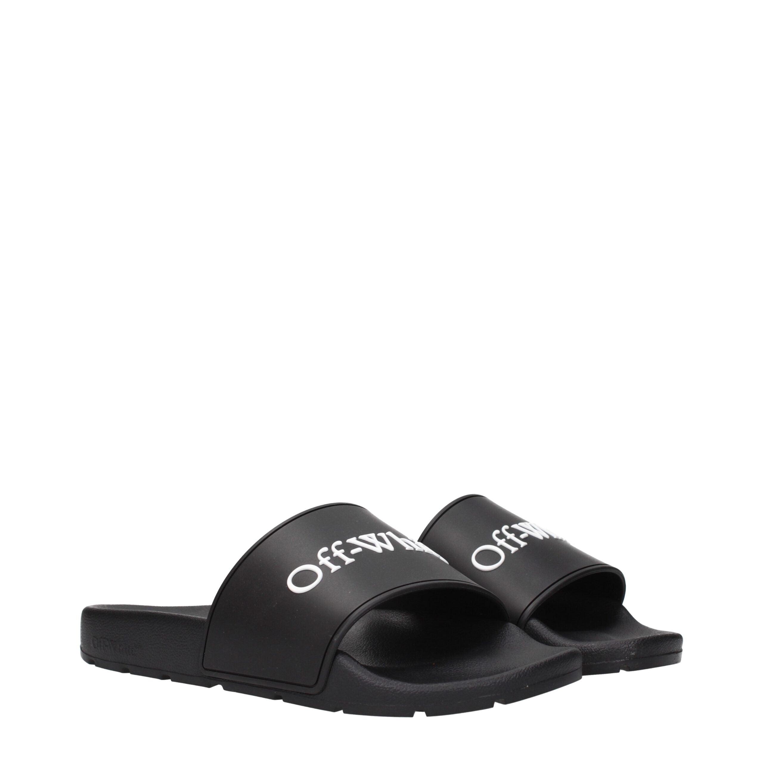 Off-White Black Cotton Slippers Off-White