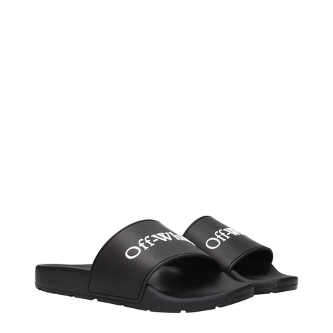 Off-White Black Cotton Slippers Off-White