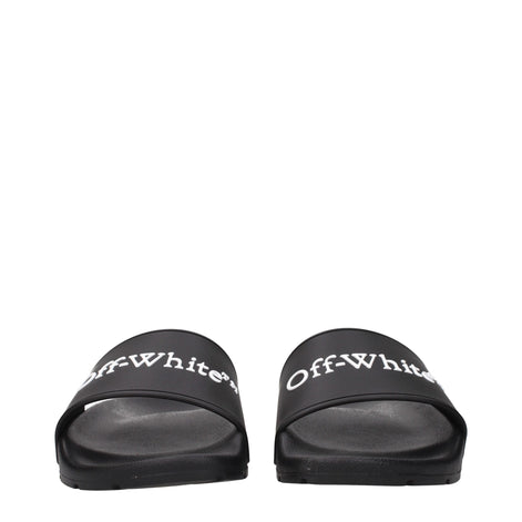 Off-White Black Cotton Slippers Off-White