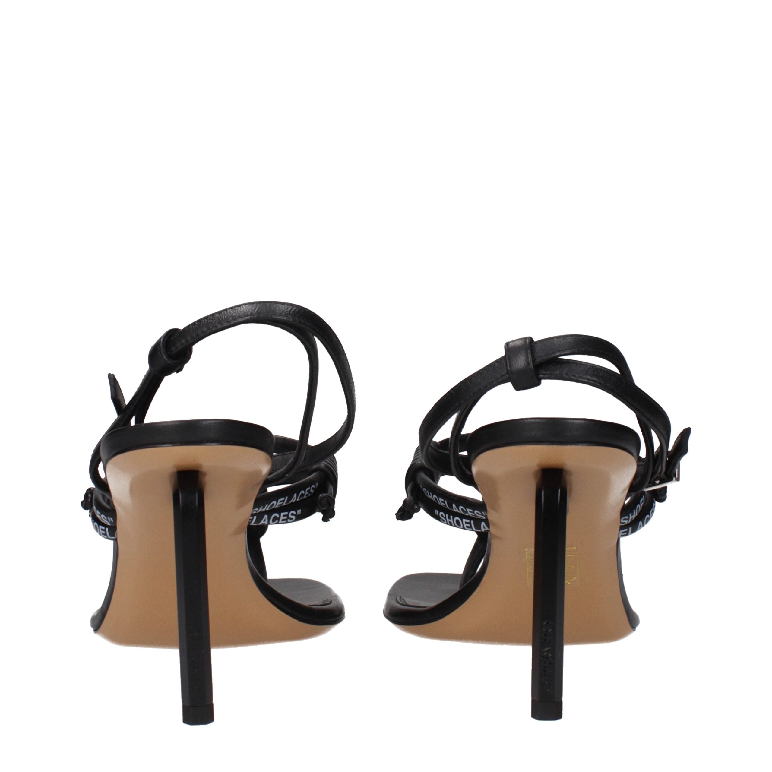 Off-White Black Leather Flip-Flop Sandals Off-White