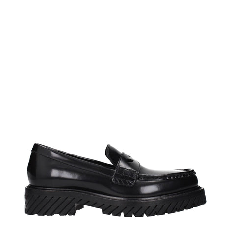 Off-White Black Leather Slip-On Loafers Off-White