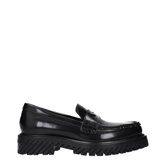 Off-White Black Leather Slip-On Loafers Off-White