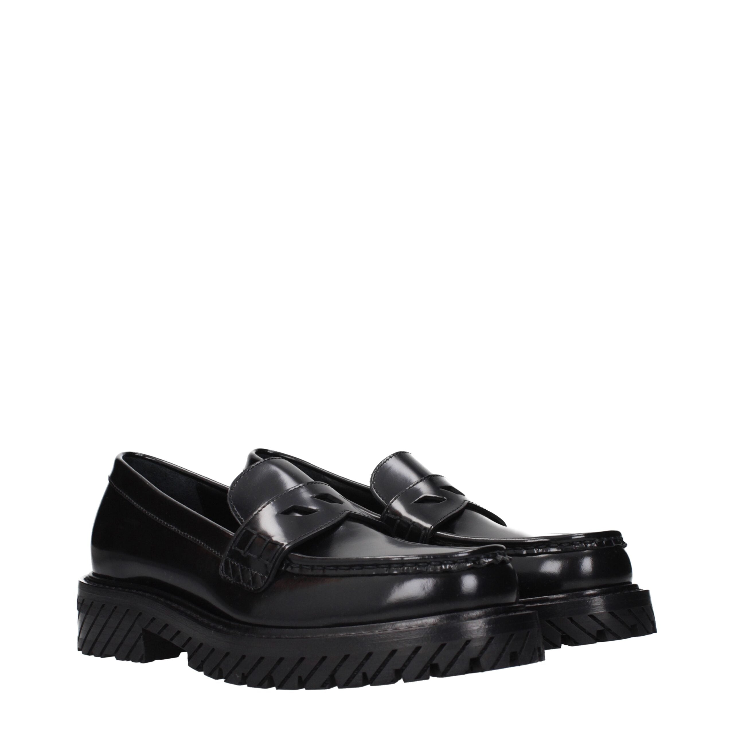 Off-White Black Leather Slip-On Loafers Off-White