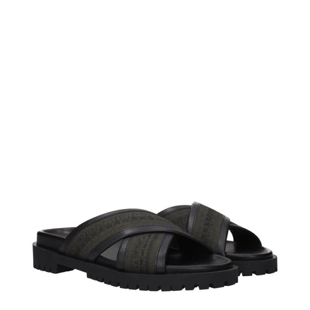 Off-White Green Fabric Flat Sandals Off-White