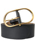 Dolce & Gabbana Black Leather Classic Metal Oval Buckle Belt Dolce & Gabbana