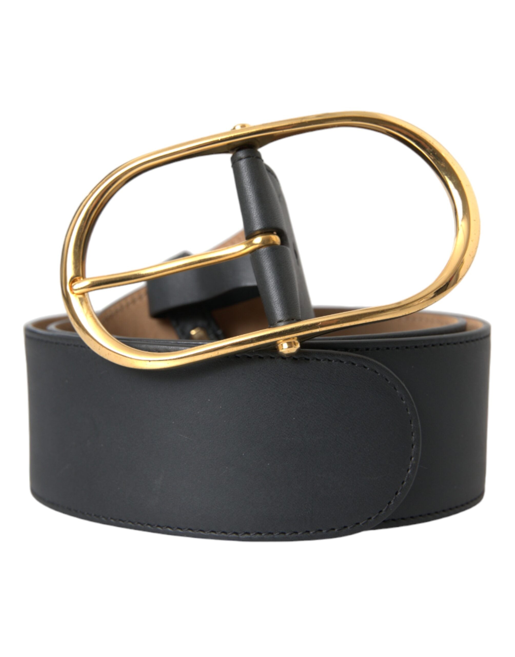Dolce & Gabbana Black Leather Classic Metal Oval Buckle Belt Dolce & Gabbana