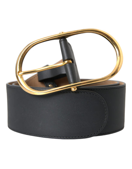 Dolce & Gabbana Black Leather Classic Metal Oval Buckle Belt Dolce & Gabbana