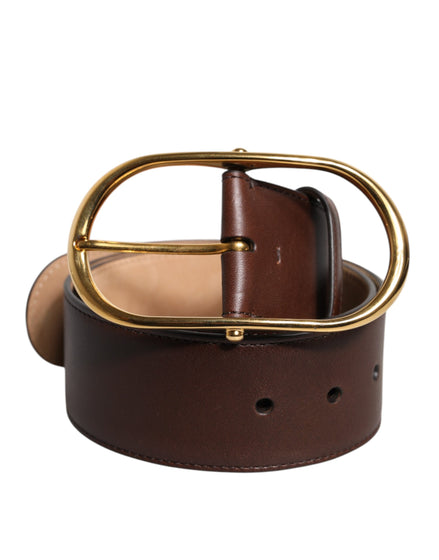 Ceinture Dolce &amp; Gabbana en cuir marron avec boucle ovale classique en métal