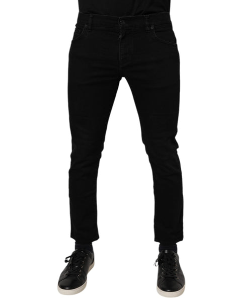 Dolce & Gabbana Black Cotton Stretch Skinny Men Denim Jeans Dolce & Gabbana