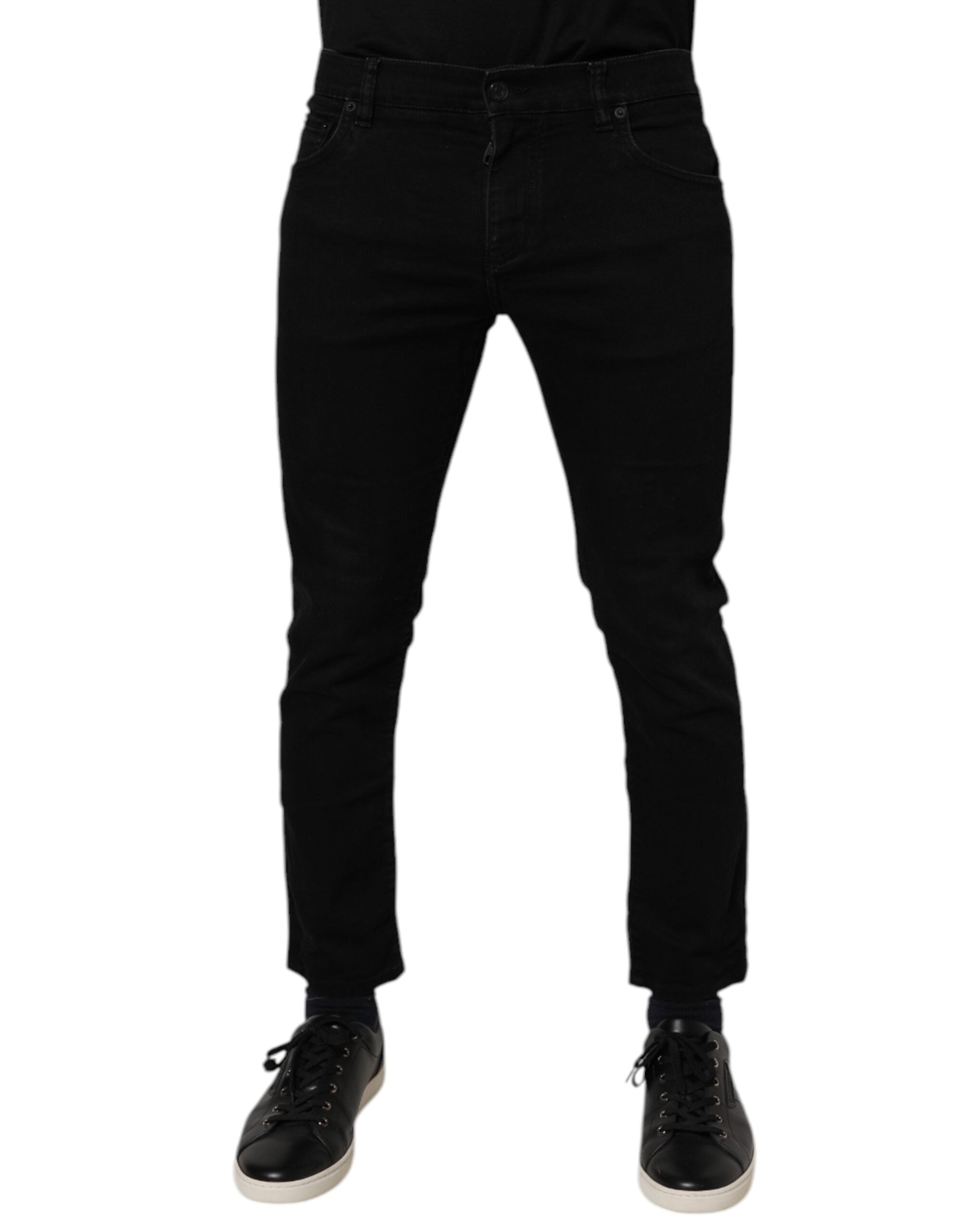 Dolce & Gabbana Black Cotton Stretch Skinny Men Denim Jeans Dolce & Gabbana