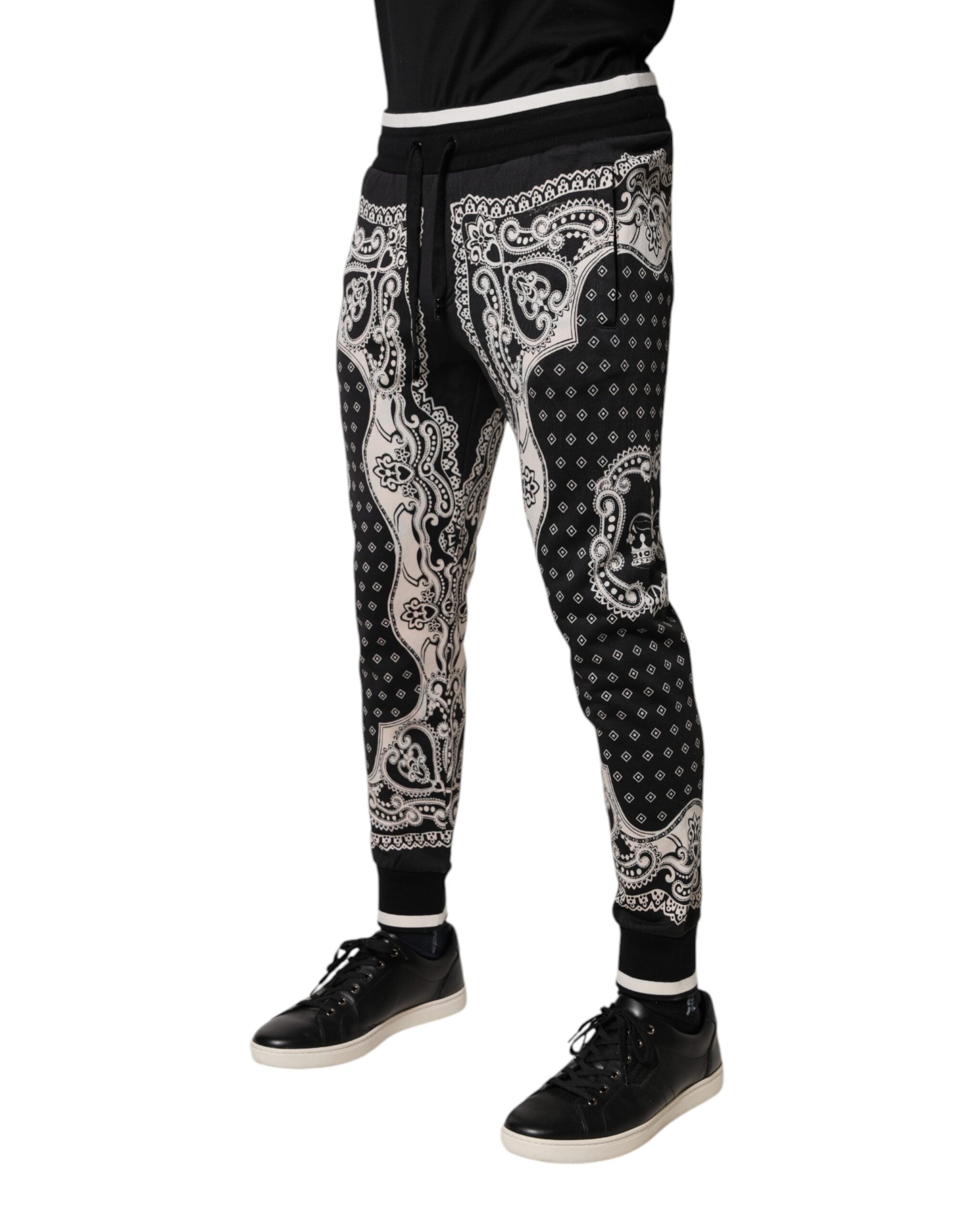 Dolce & Gabbana Black Cotton Bandana Jogger Sweatpants Pants Dolce & Gabbana