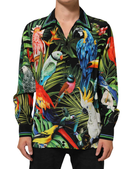 Dolce & Gabbana Multicolor Parrot Print Lounge Casual Shirt Dolce & Gabbana