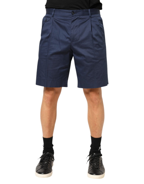 Dolce & Gabbana Blue Cotton Stretch Mid Waist Bermuda Shorts Dolce & Gabbana