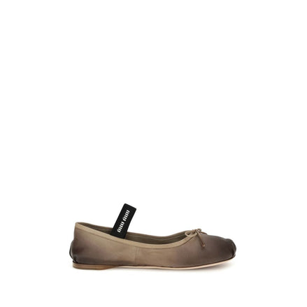 Miu Miu Brown Calf Leather Bos Taurus Ballet Flats Miu Miu