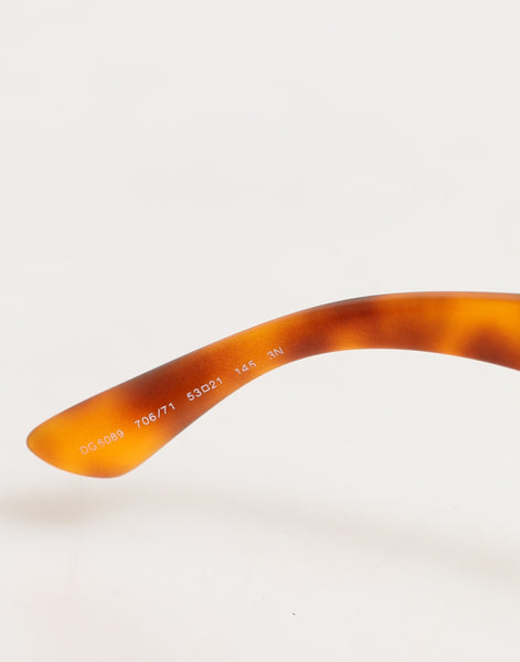 Dolce & Gabbana DG6089 Havana Full Rim Round Lenses Foldable Sunglasses Dolce & Gabbana