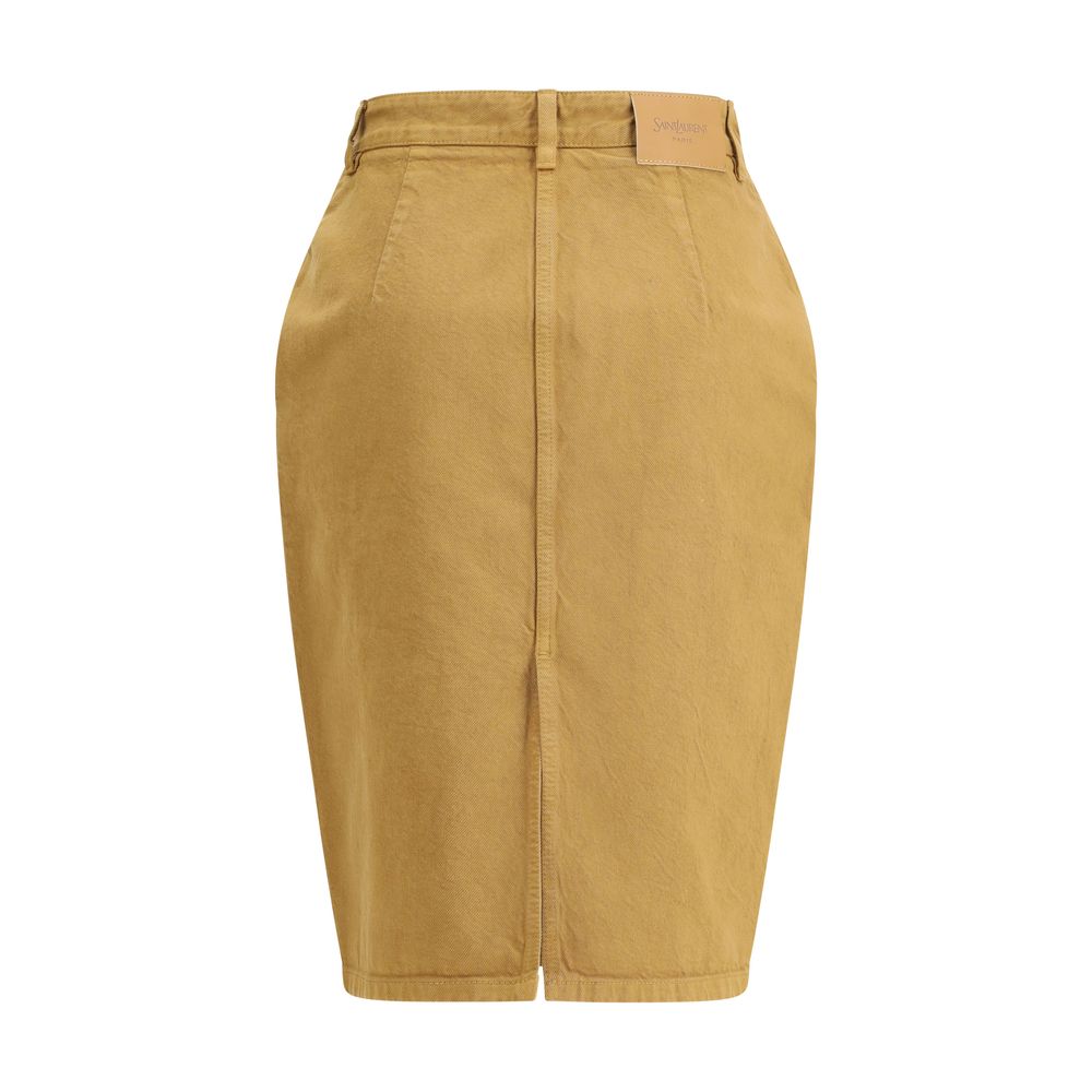 Saint Laurent Beige Denim Skirt Saint Laurent