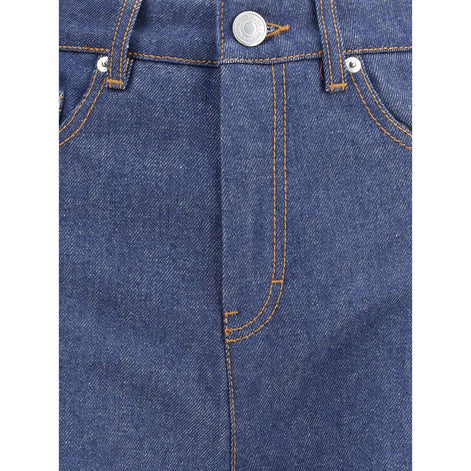 Ami Paris Blue Cotton Flared Jeans Ami Paris