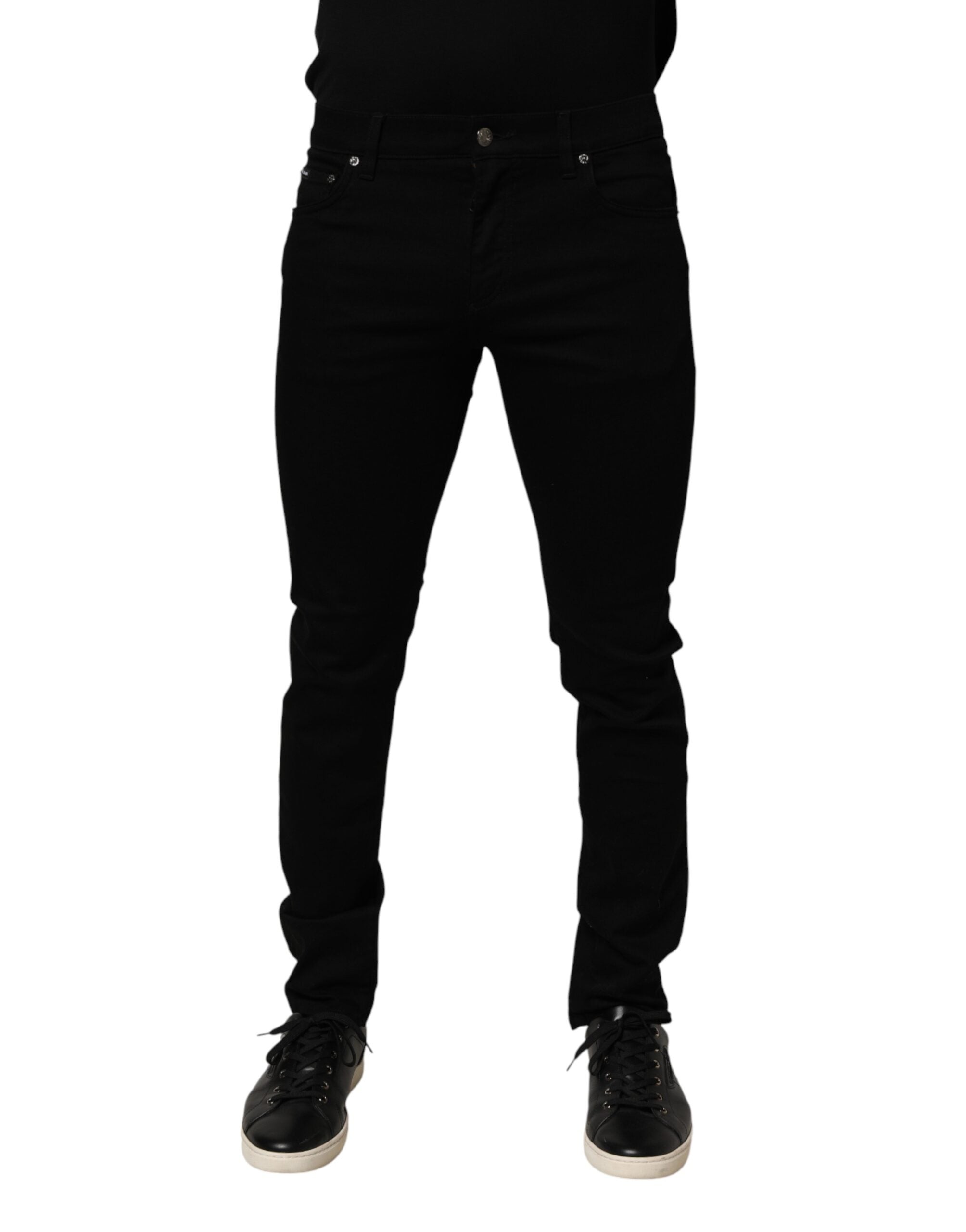 Dolce & Gabbana Black Cotton Stretch Slim Fit Men Denim Jeans Dolce & Gabbana