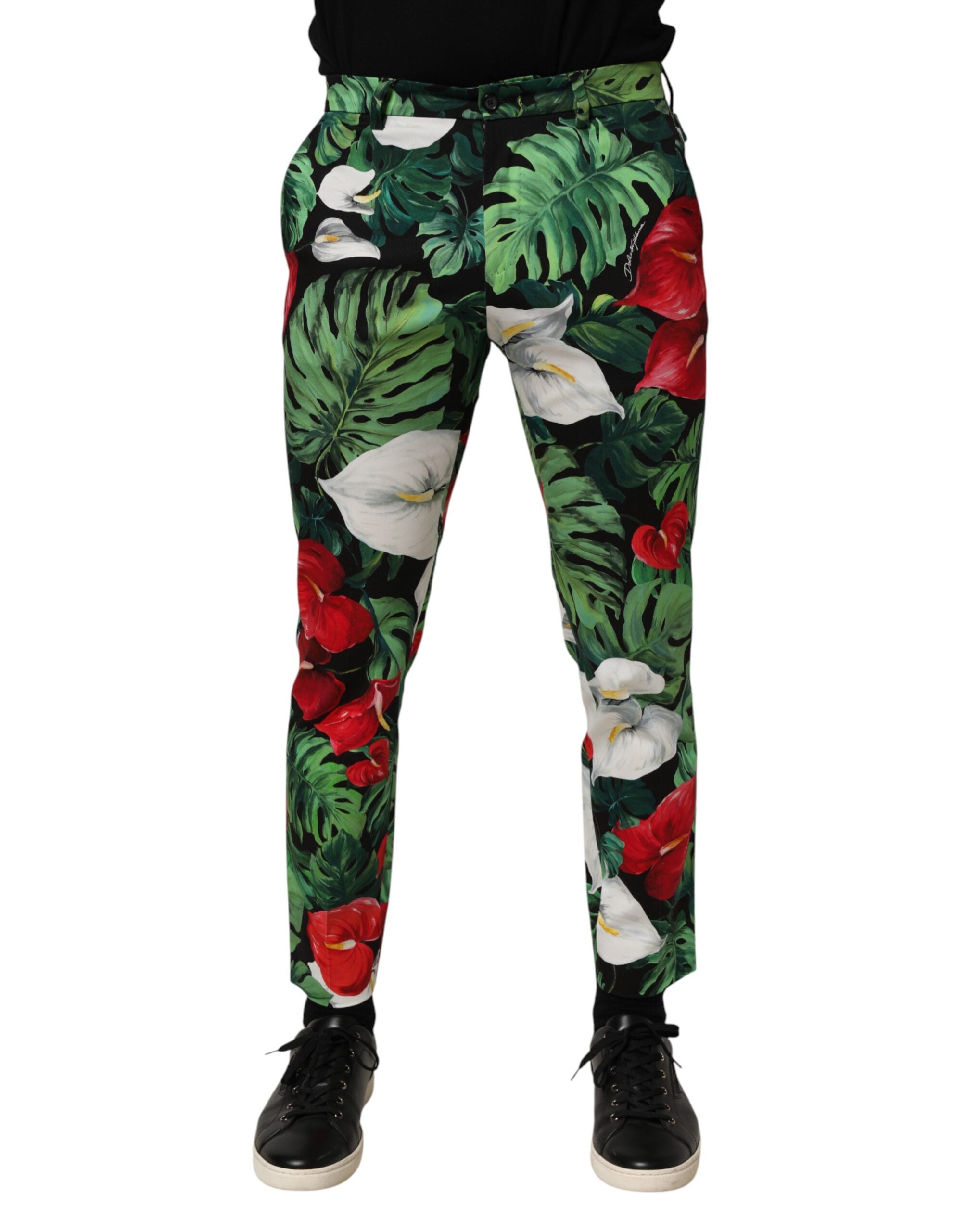 Dolce & Gabbana Multicolor Floral Print Cotton Tapered Pants Dolce & Gabbana