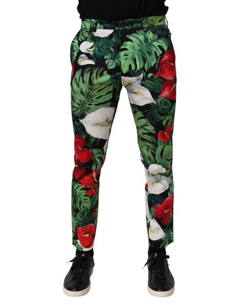 Dolce & Gabbana Multicolor Floral Print Cotton Tapered Pants Dolce & Gabbana