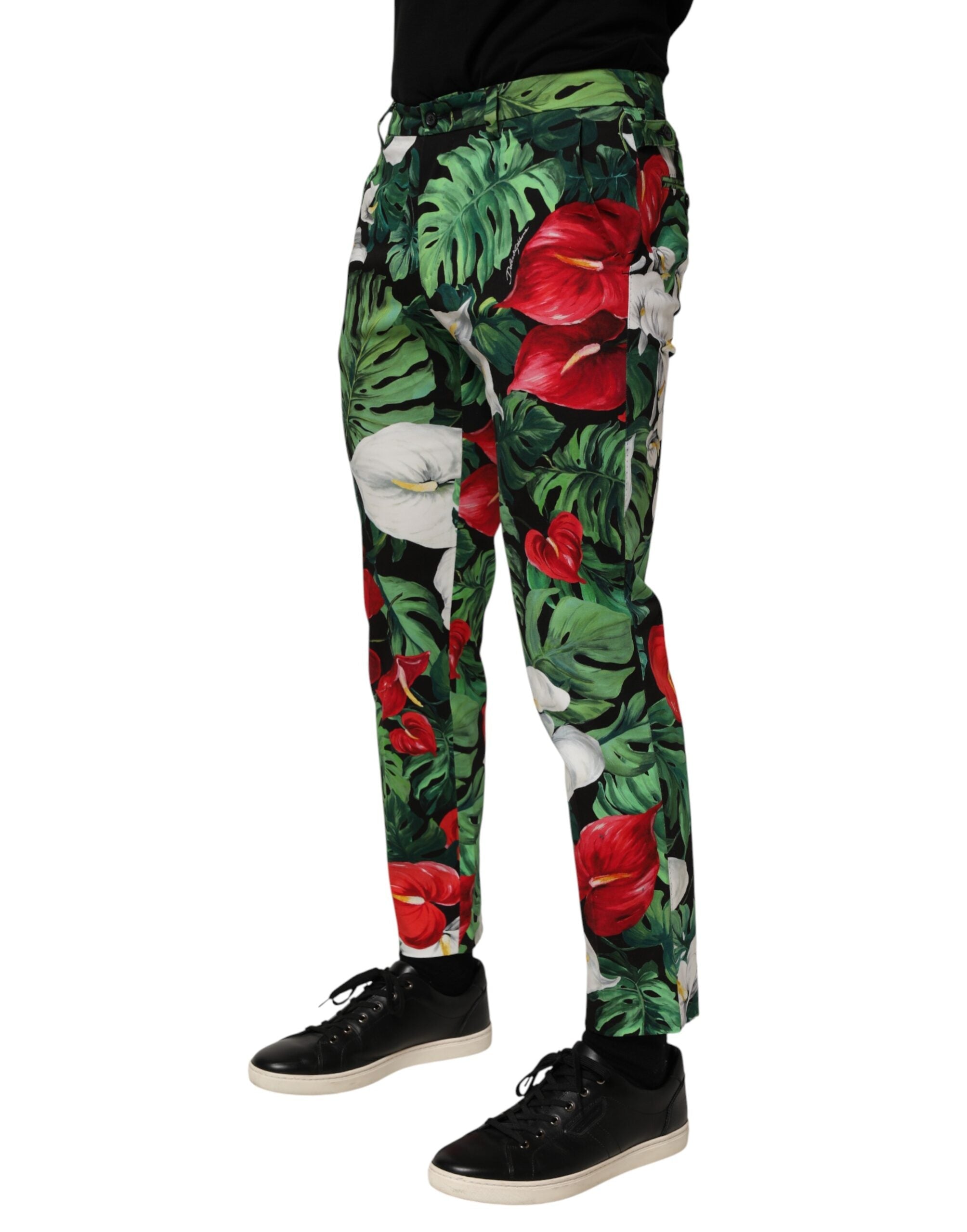 Dolce & Gabbana Multicolor Floral Print Cotton Tapered Pants Dolce & Gabbana