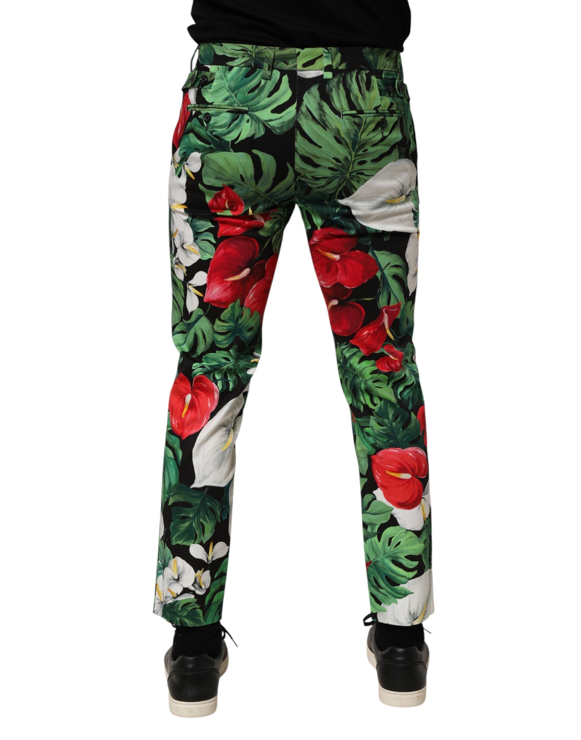 Dolce & Gabbana Multicolor Floral Print Cotton Tapered Pants Dolce & Gabbana