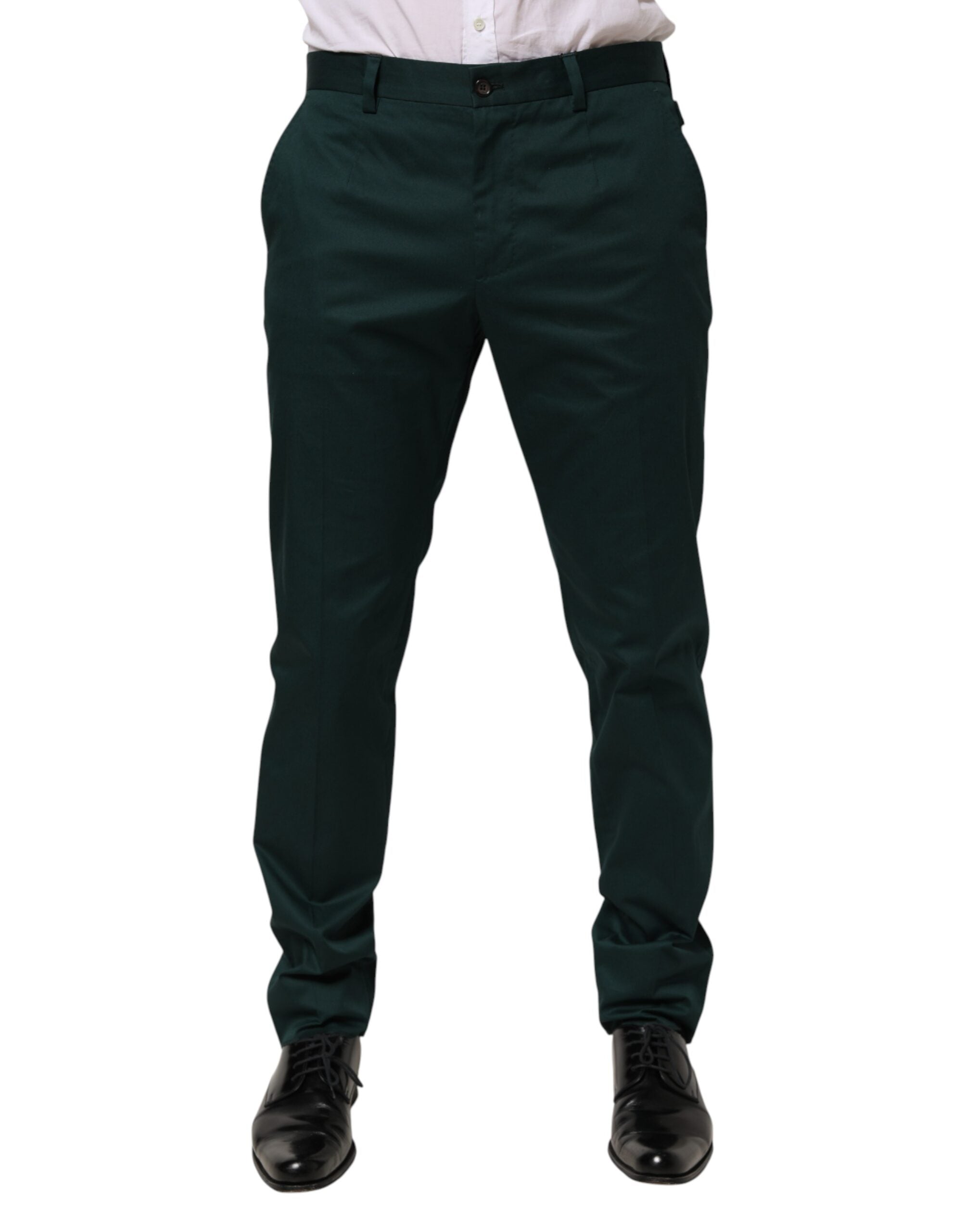 Dolce & Gabbana Green Cotton Formal Dress Men Trouser Pants Dolce & Gabbana