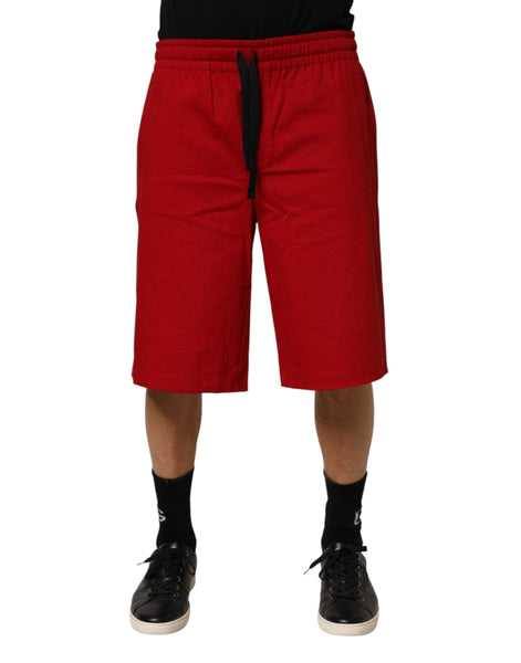 Dolce & Gabbana Red Cotton MidWaist Drawstring Bermuda Pants Dolce & Gabbana