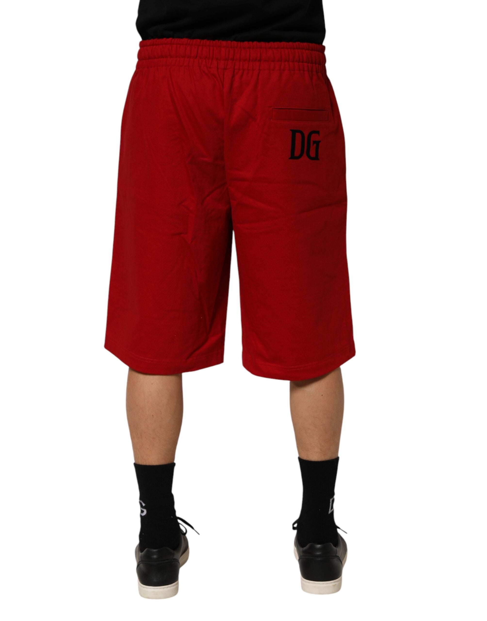 Dolce & Gabbana Red Cotton MidWaist Drawstring Bermuda Pants Dolce & Gabbana