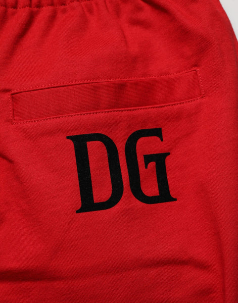 Dolce & Gabbana Red Cotton MidWaist Drawstring Bermuda Pants Dolce & Gabbana