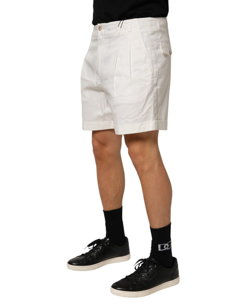 Dolce & Gabbana White Cotton Mid Waist Men Bermuda Shorts Dolce & Gabbana
