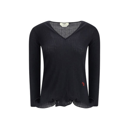 Fendi Black Fleece Wool Top Fendi