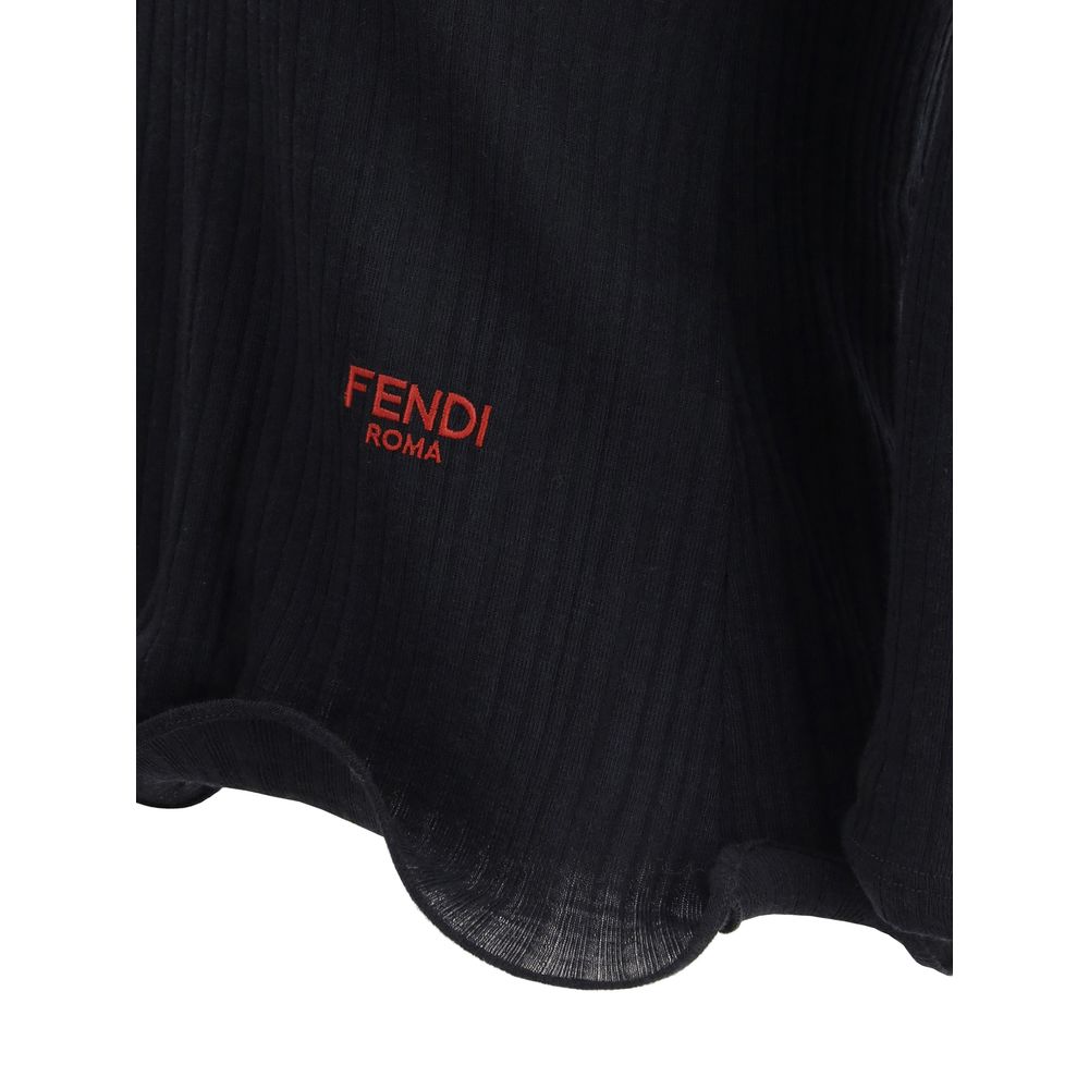 Fendi Black Fleece Wool Top Fendi