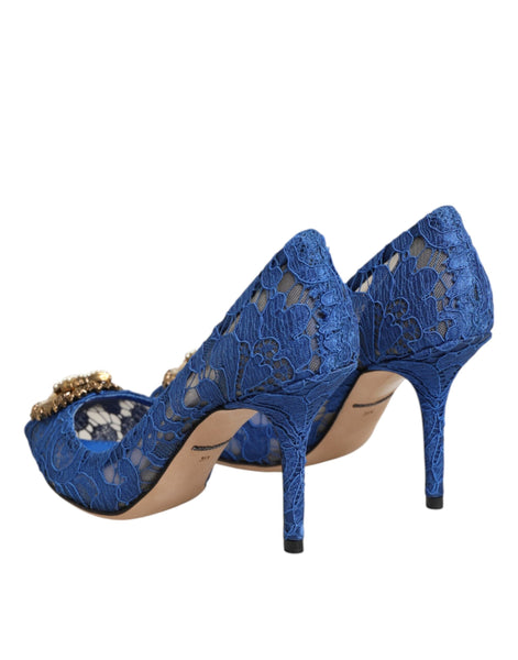 Dolce & Gabbana Blue Taormina Lace DEVOTION Pumps Shoes \ Dolce & Gabbana